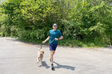 running with a dog