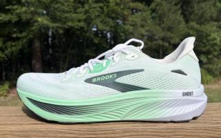 Brooks Ghost 18 review photo. A photo of the mint-green Brooks Ghost 18 running shoe