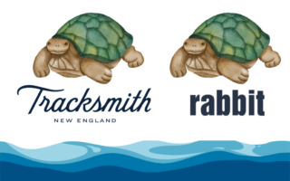 Tracksmith and rabbit logos