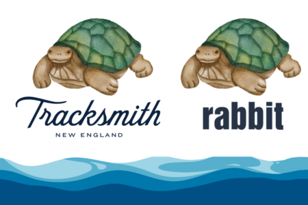 Tracksmith and rabbit logos