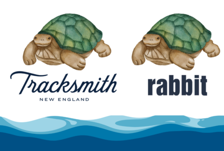 Tracksmith and rabbit logos