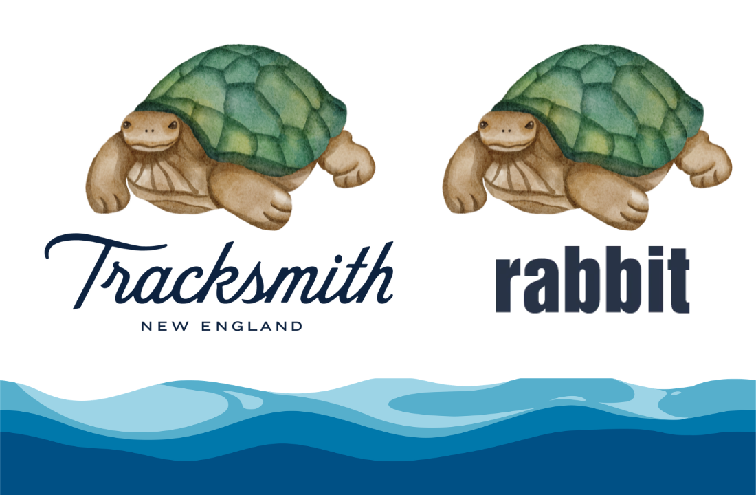 Tracksmith and rabbit logos
